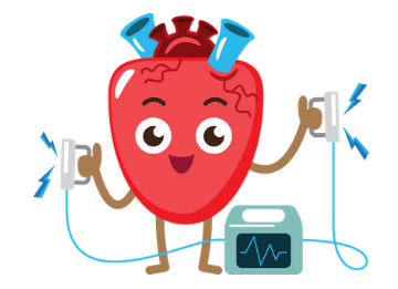 Vrolijk hart gebruikt AED